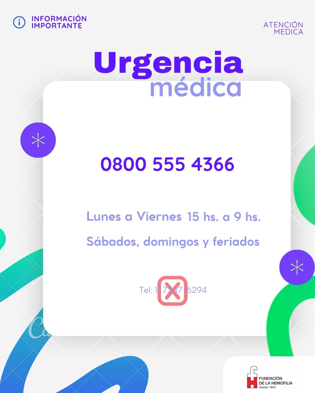 El teléfono transitorio 11 7247-6294 ya no está habilitado; comunicate al 0800 555 4366