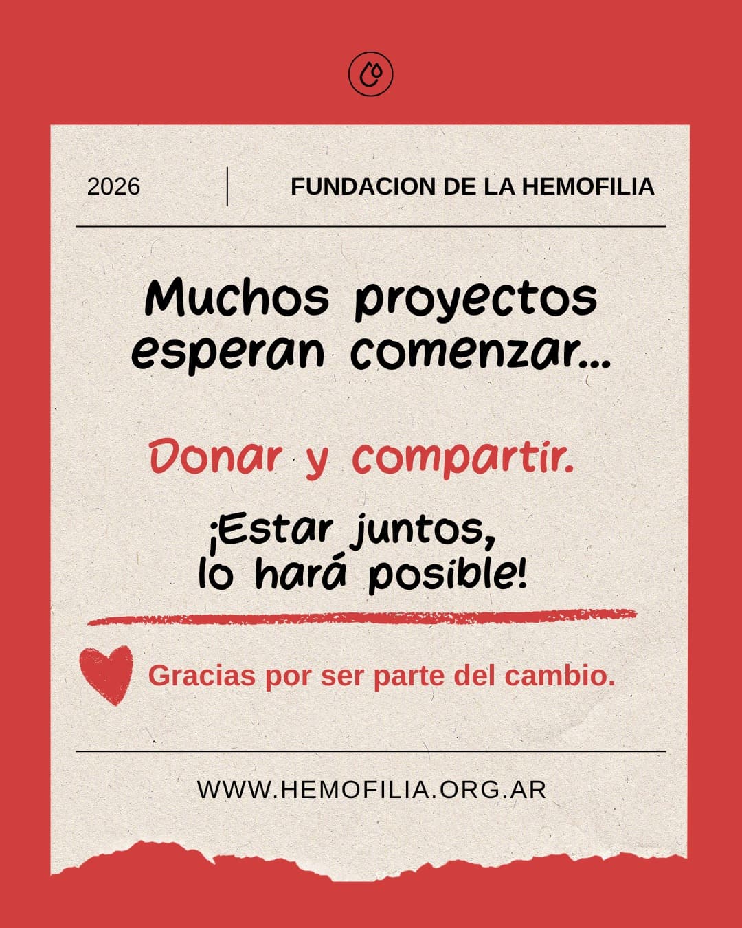 Muchos proyectos esperan comenzar... Donar y compartir. ¡Estar juntos lo hará posible! Gracias por ser parte del cambio.