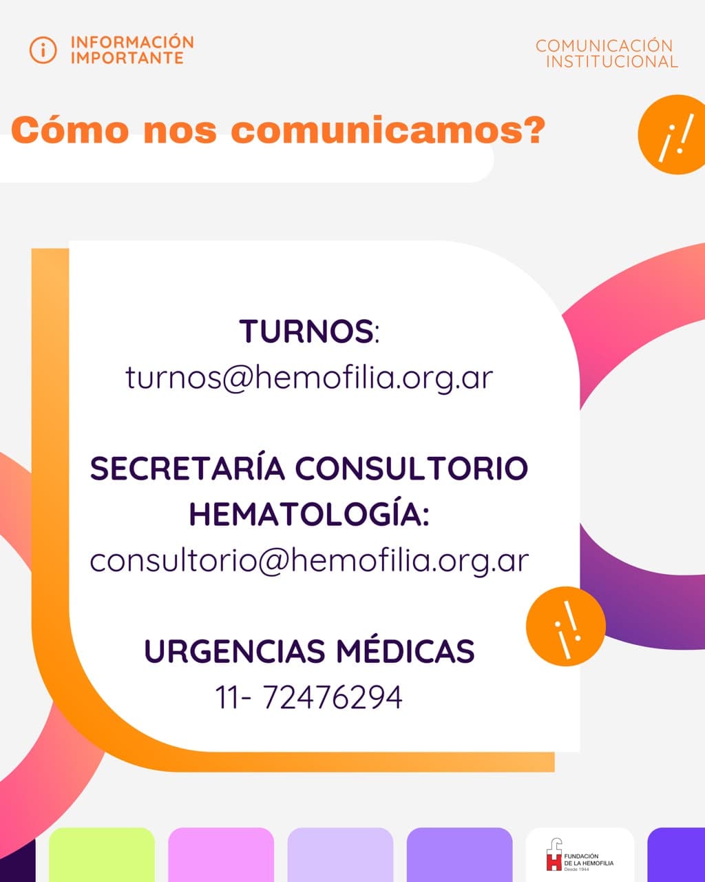 Vías de contacto de la Fundación de la Hemofilia